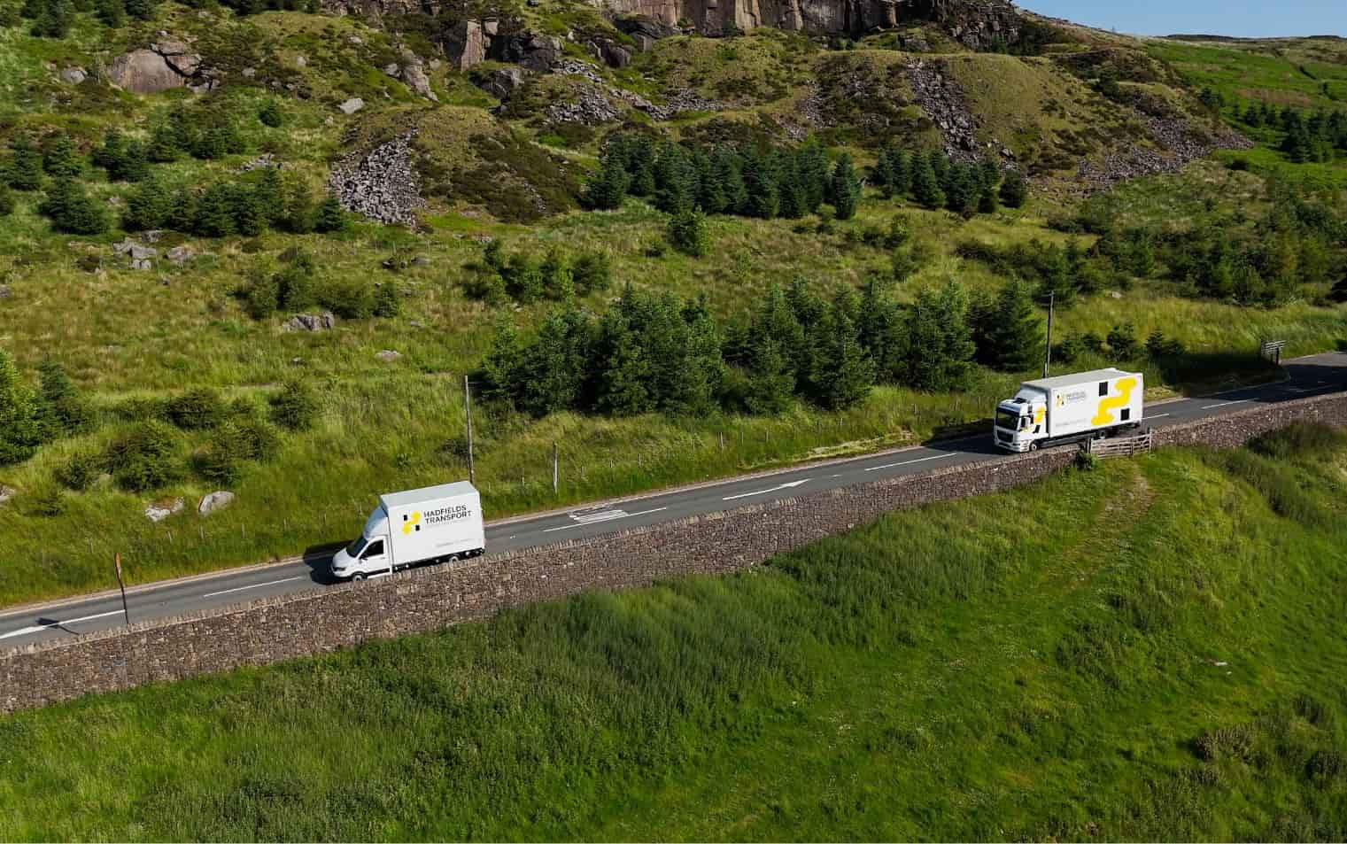 Hadfields vehicles on road